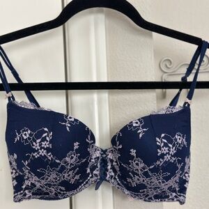 Victoria's Secret Blue Embroidered Underwire Bra